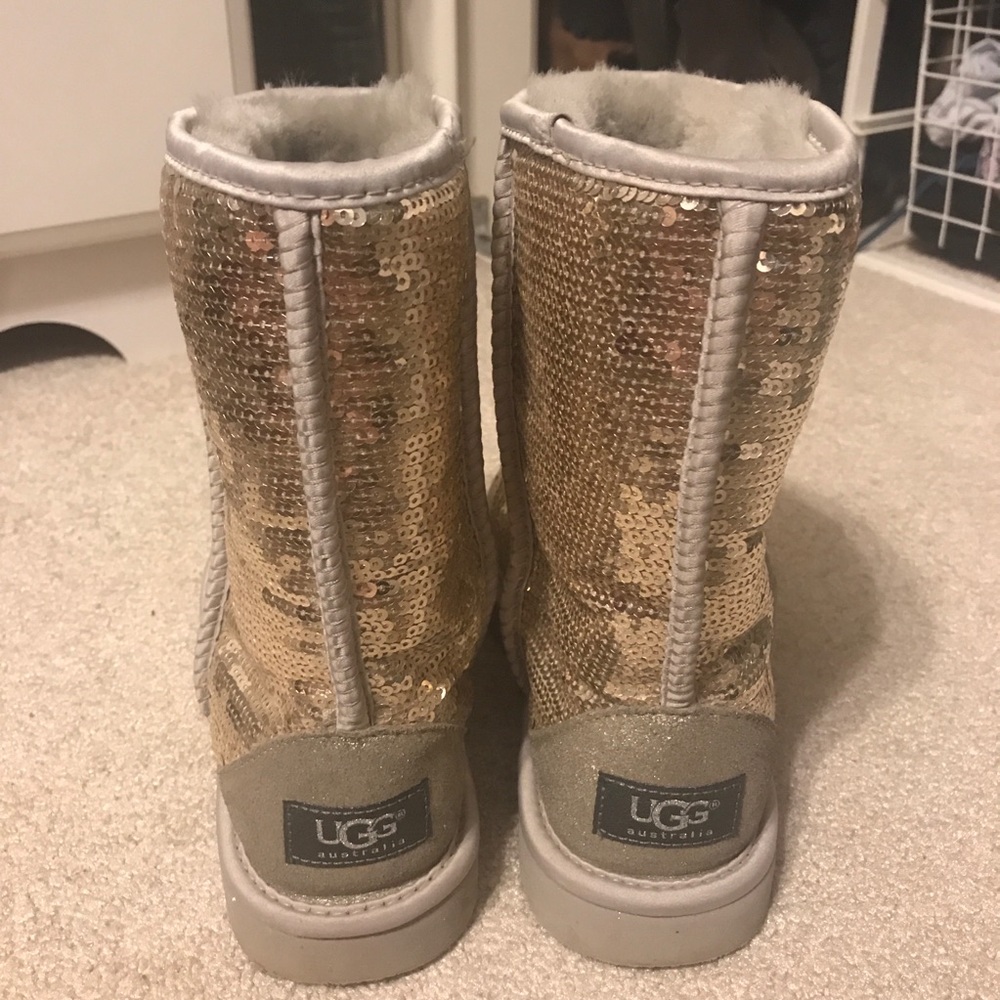 Gold Sparkle Glitter Ugg Boots Size 6